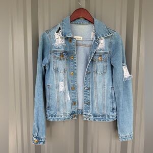 Mono B Distressed Jean Jacket Medium Wash